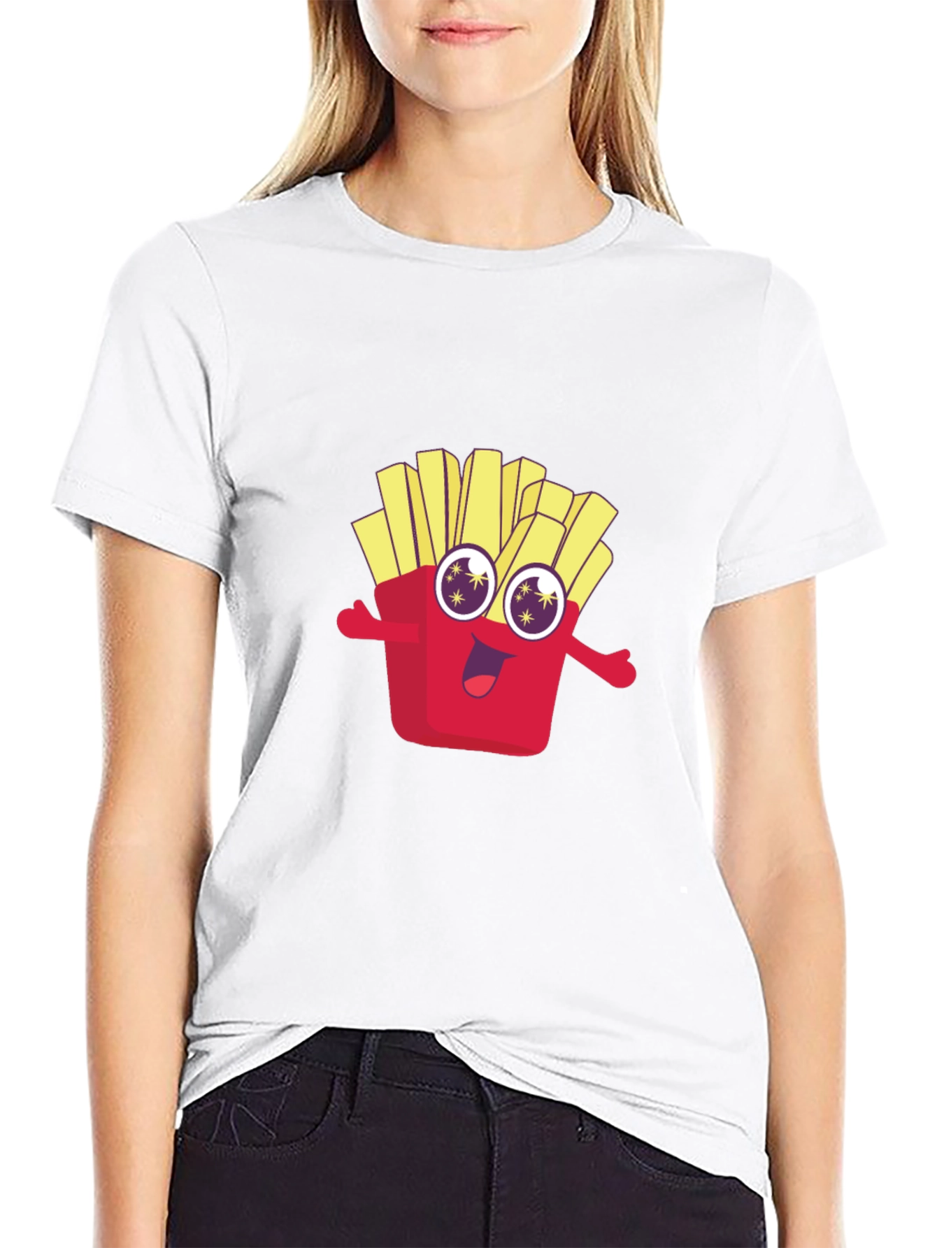 Funny Fries Graphic Tee - Black Cotton T-Shirt