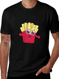 Funny Fries Graphic Tee - Black Cotton T-Shirt