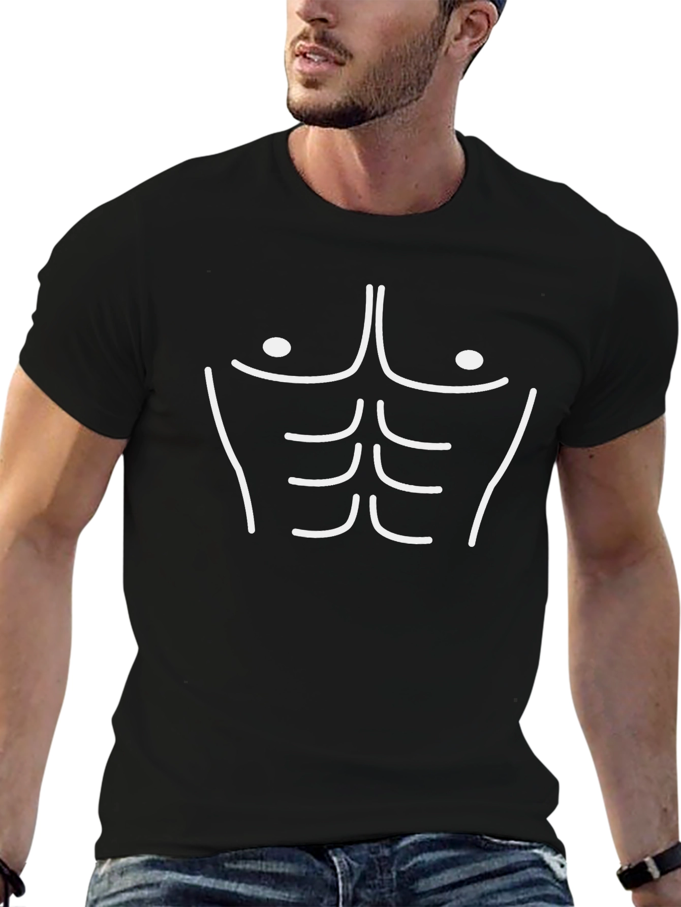 Funny Abs Black T-Shirt - Gym Humor Tee