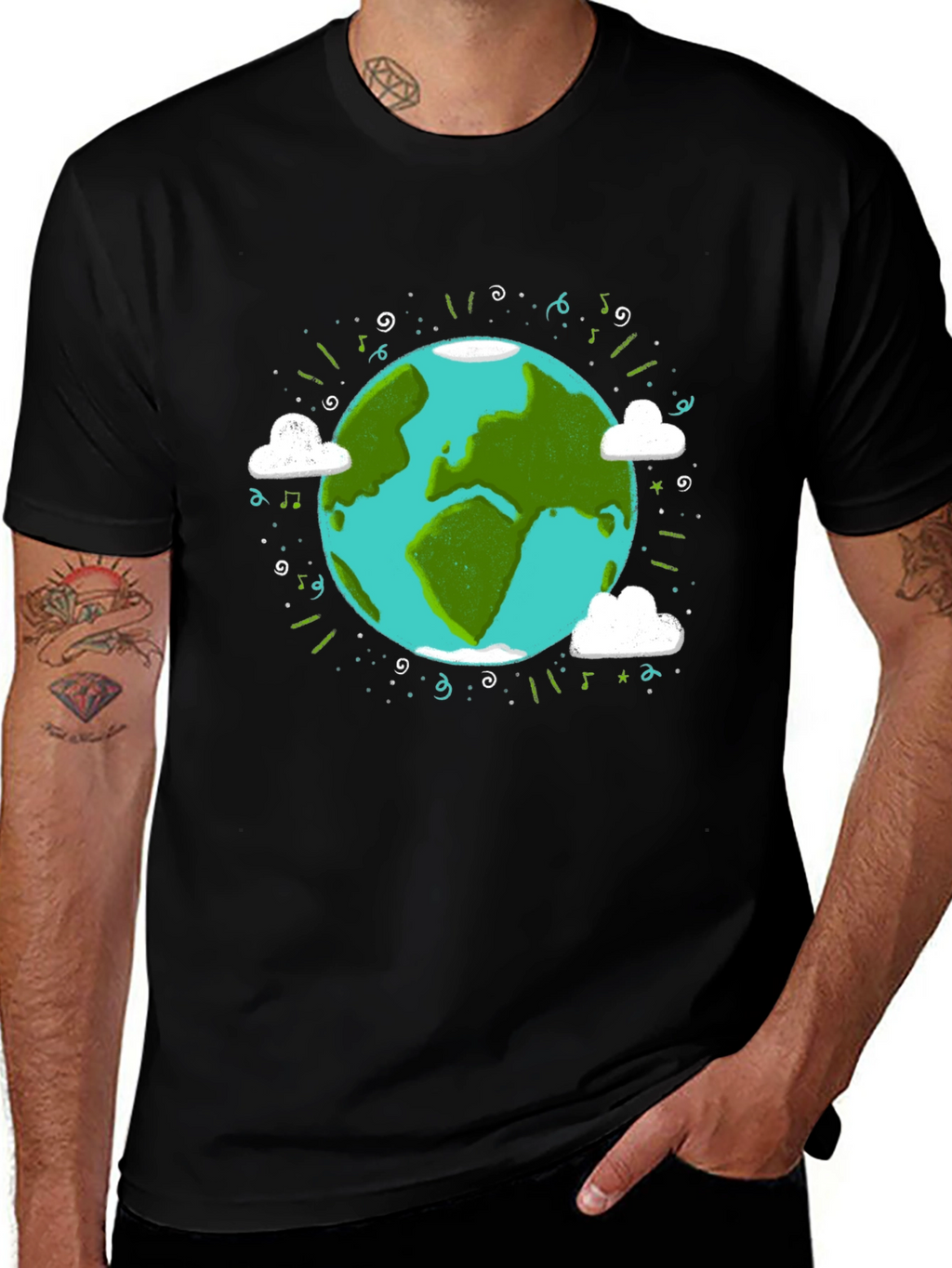 Earth Day Graphic Tee - World Illustration T-Shirt