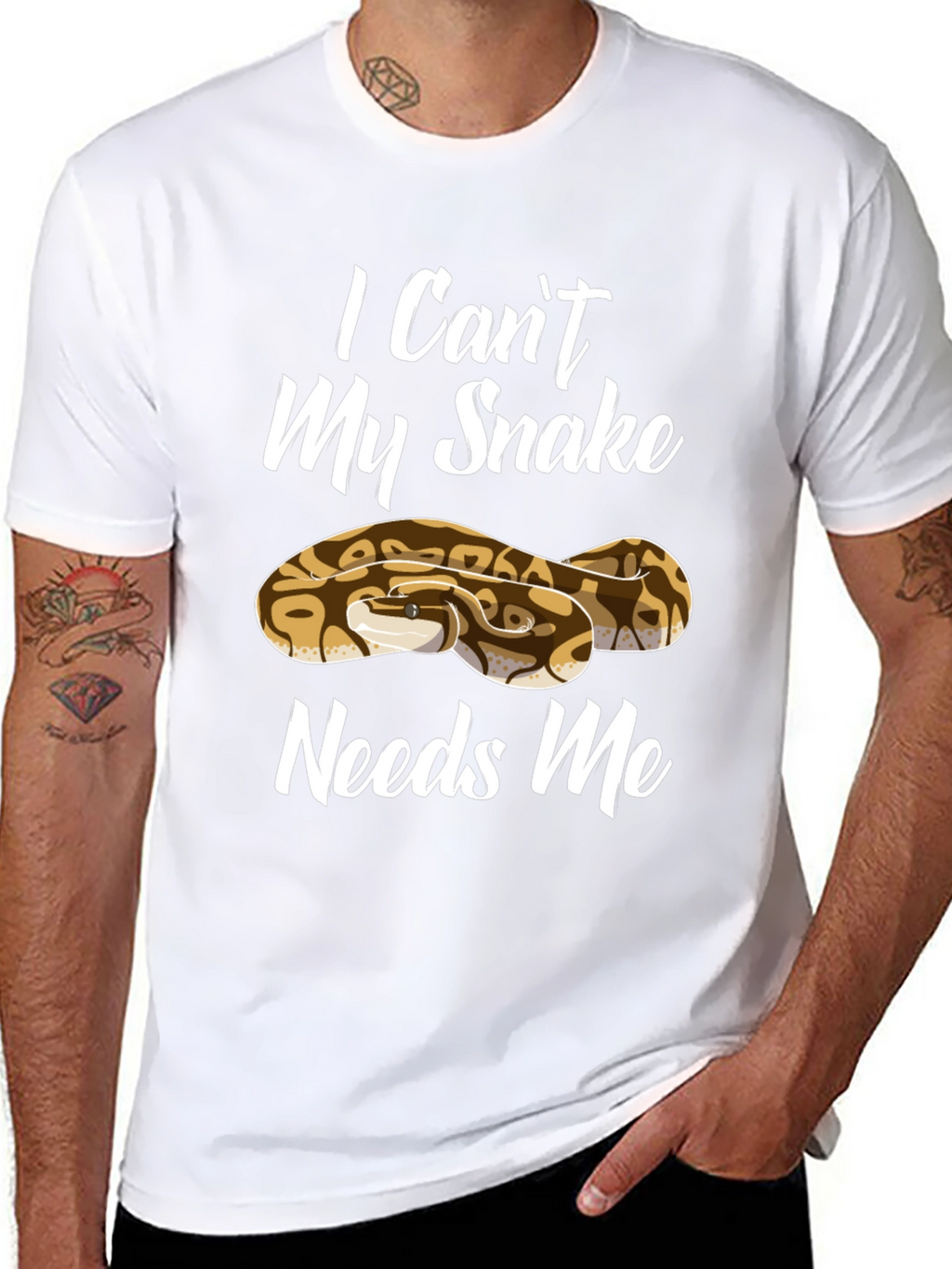 I Cant My Snake Needs Me Mens T-Shirt