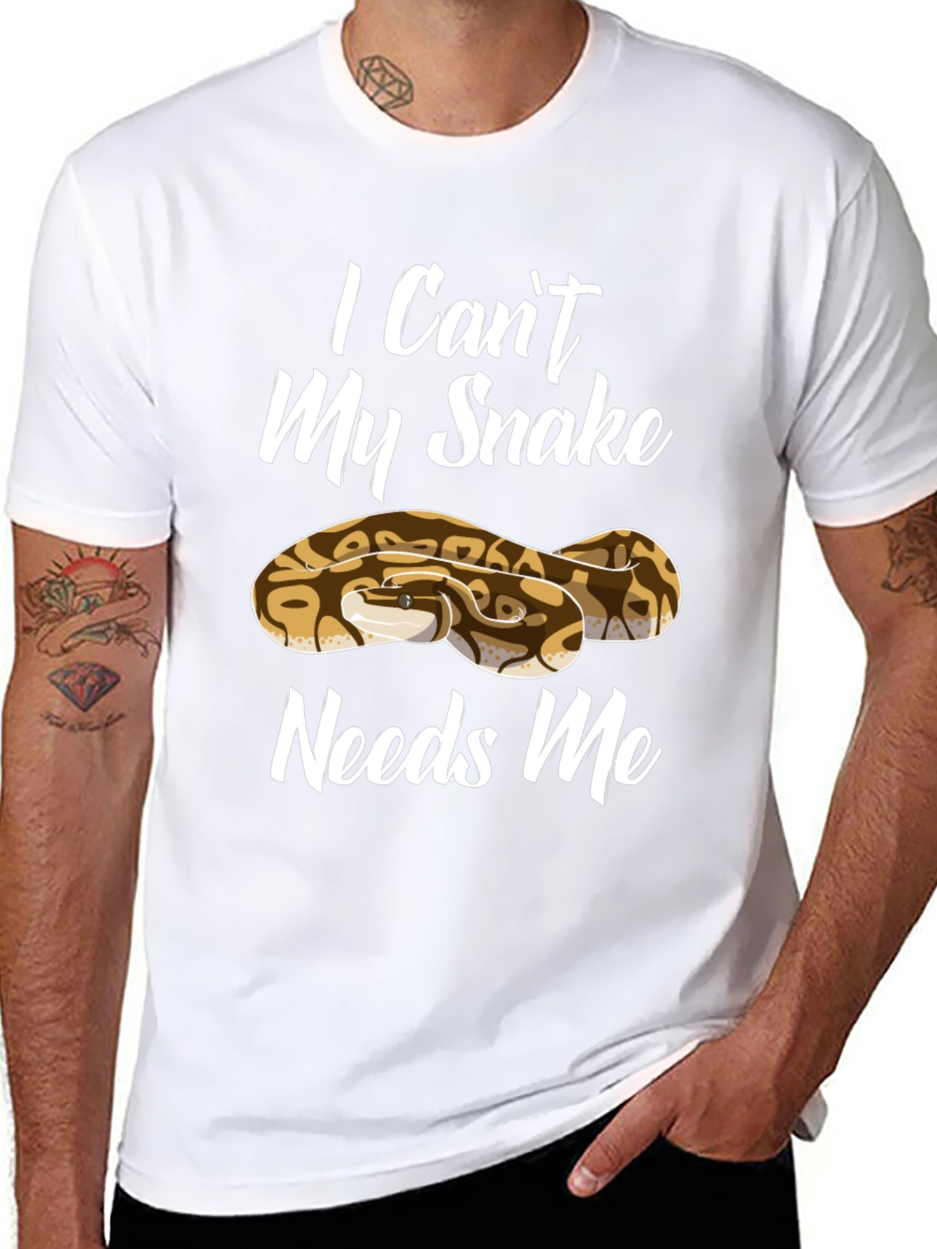 I Cant My Snake Needs Me Mens T-Shirt