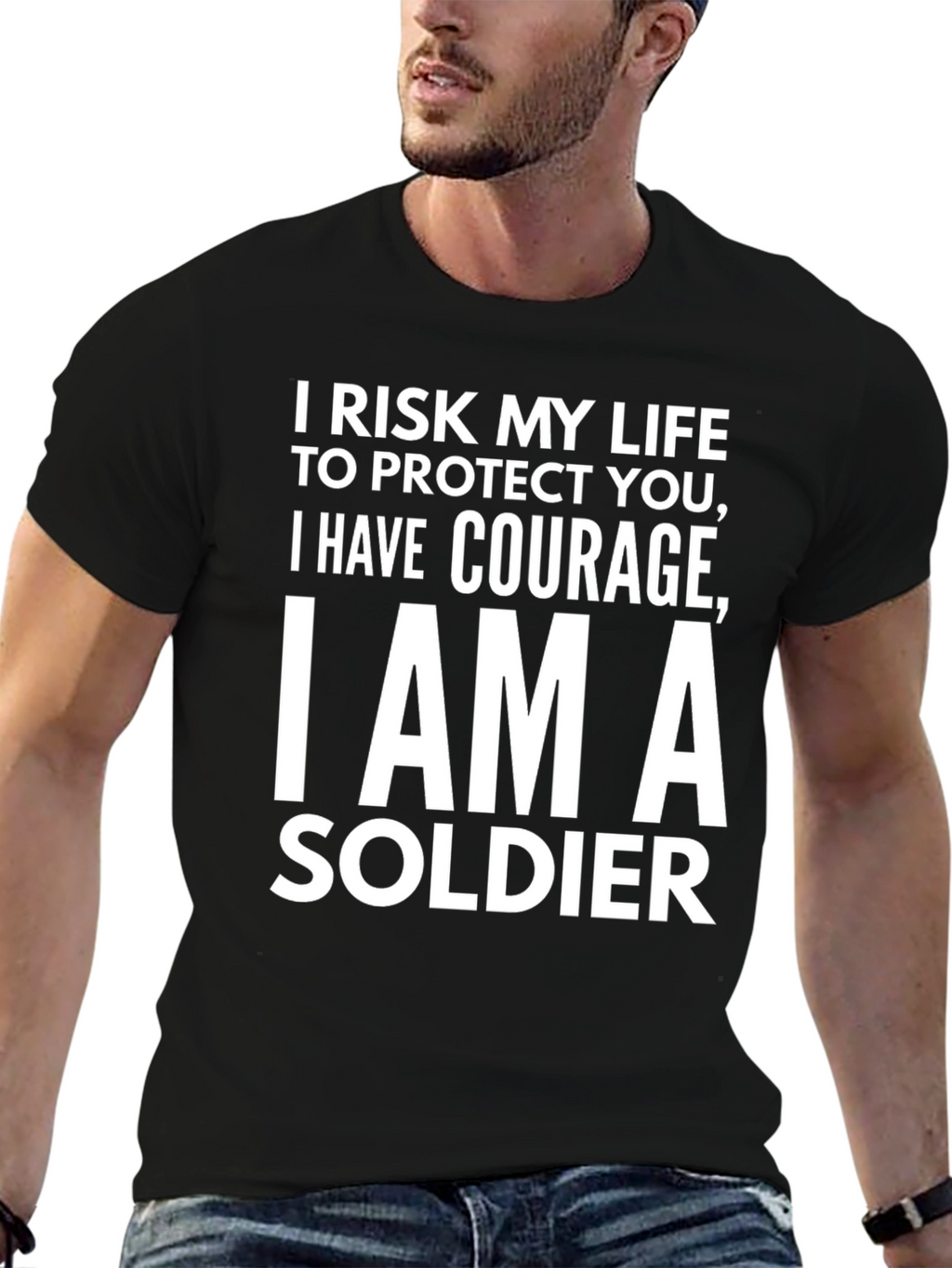 Courageous Soldier Graphic Tee - Black