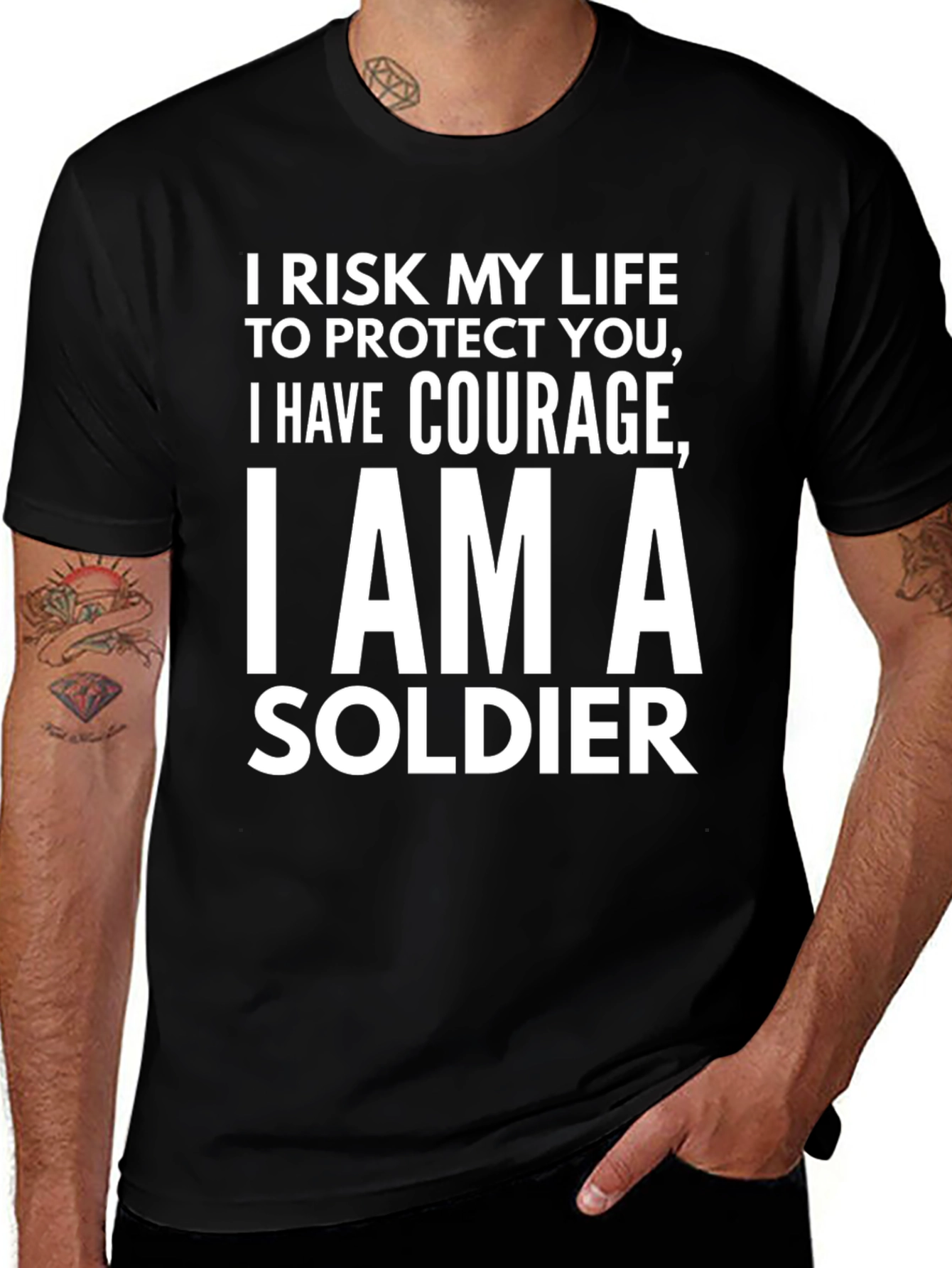 Courageous Soldier Graphic Tee - Black