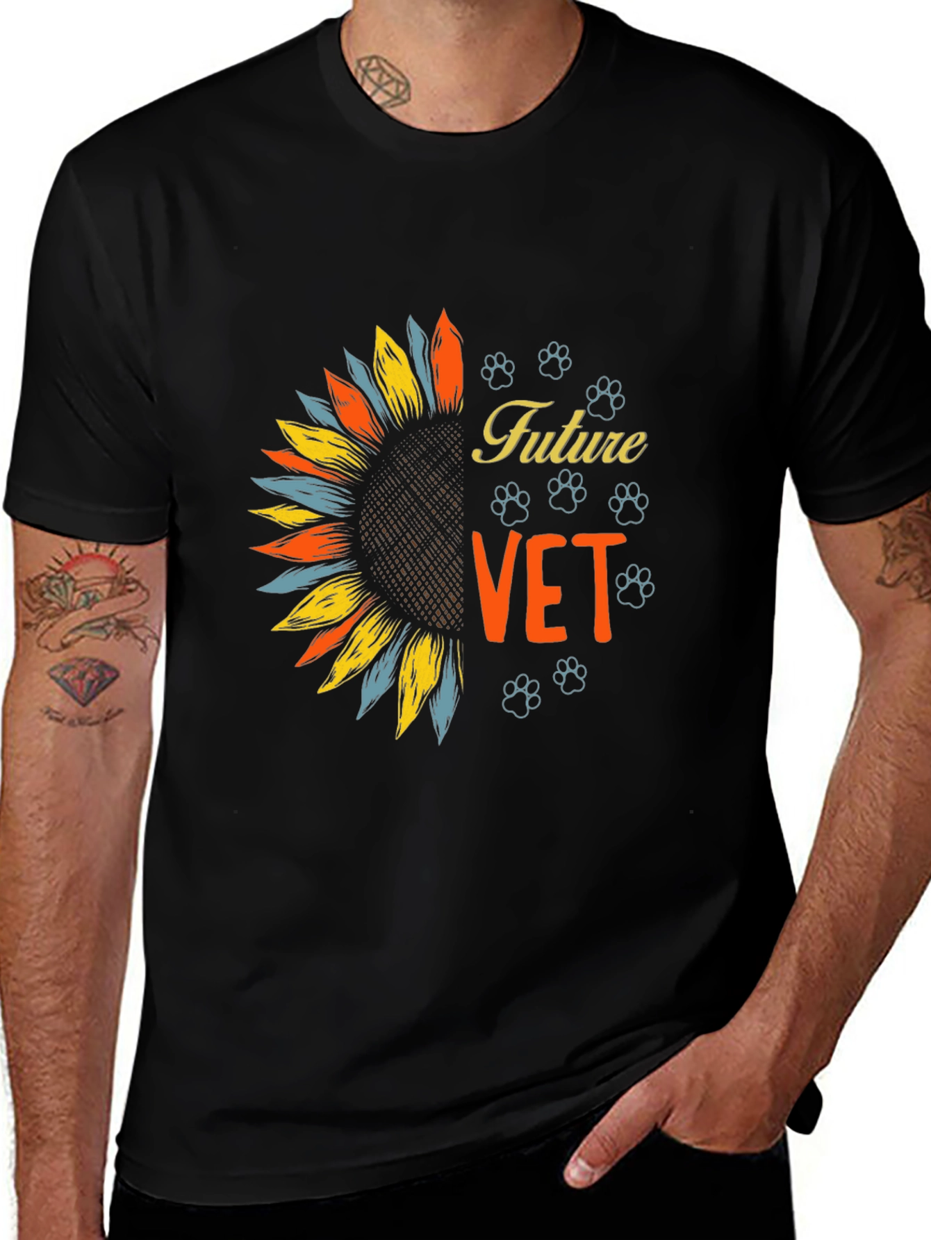 Future Vet Sunflower Graphic Tee - Black