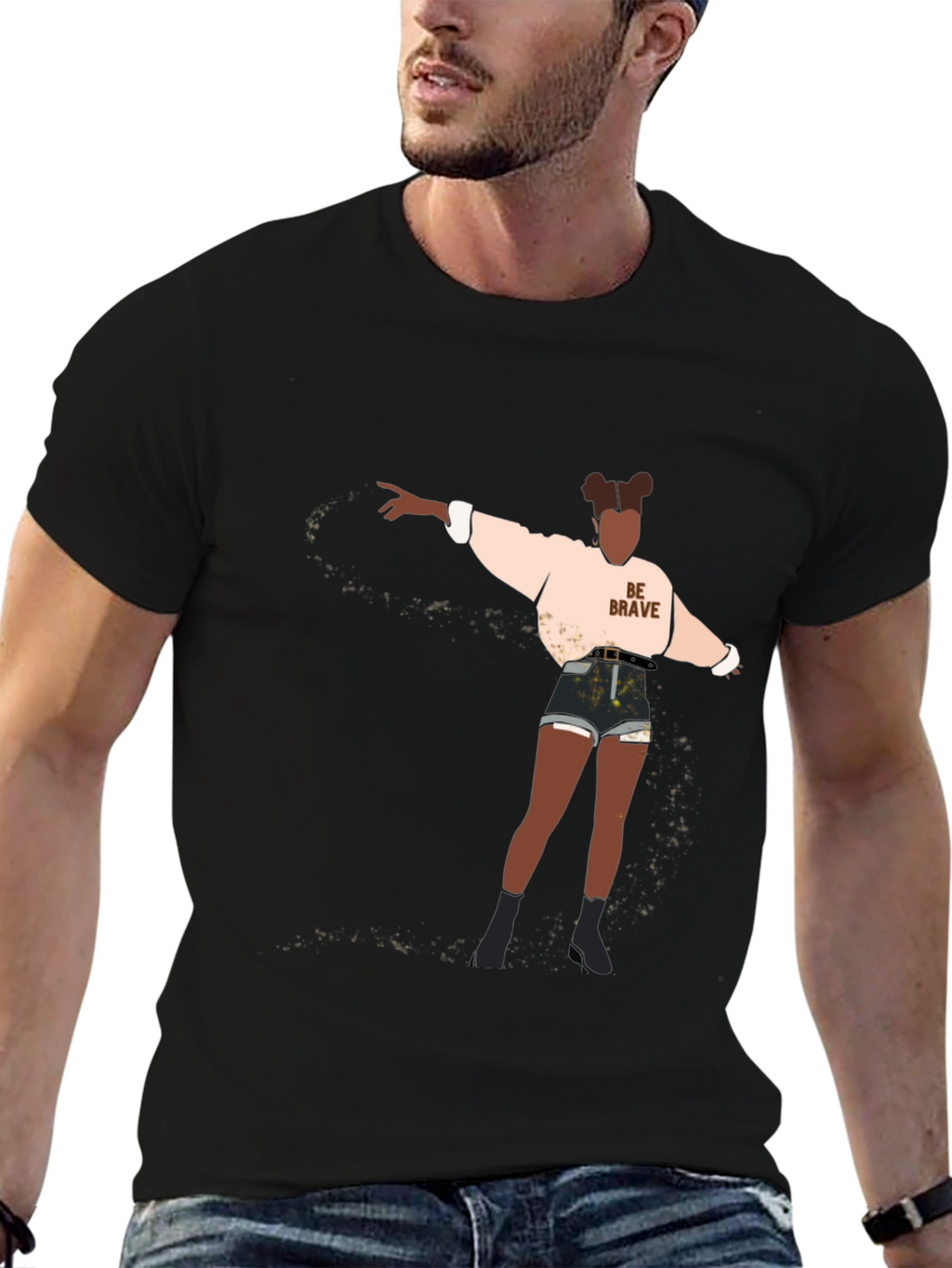 Be Brave Graphic Tee - Black Cotton Blend
