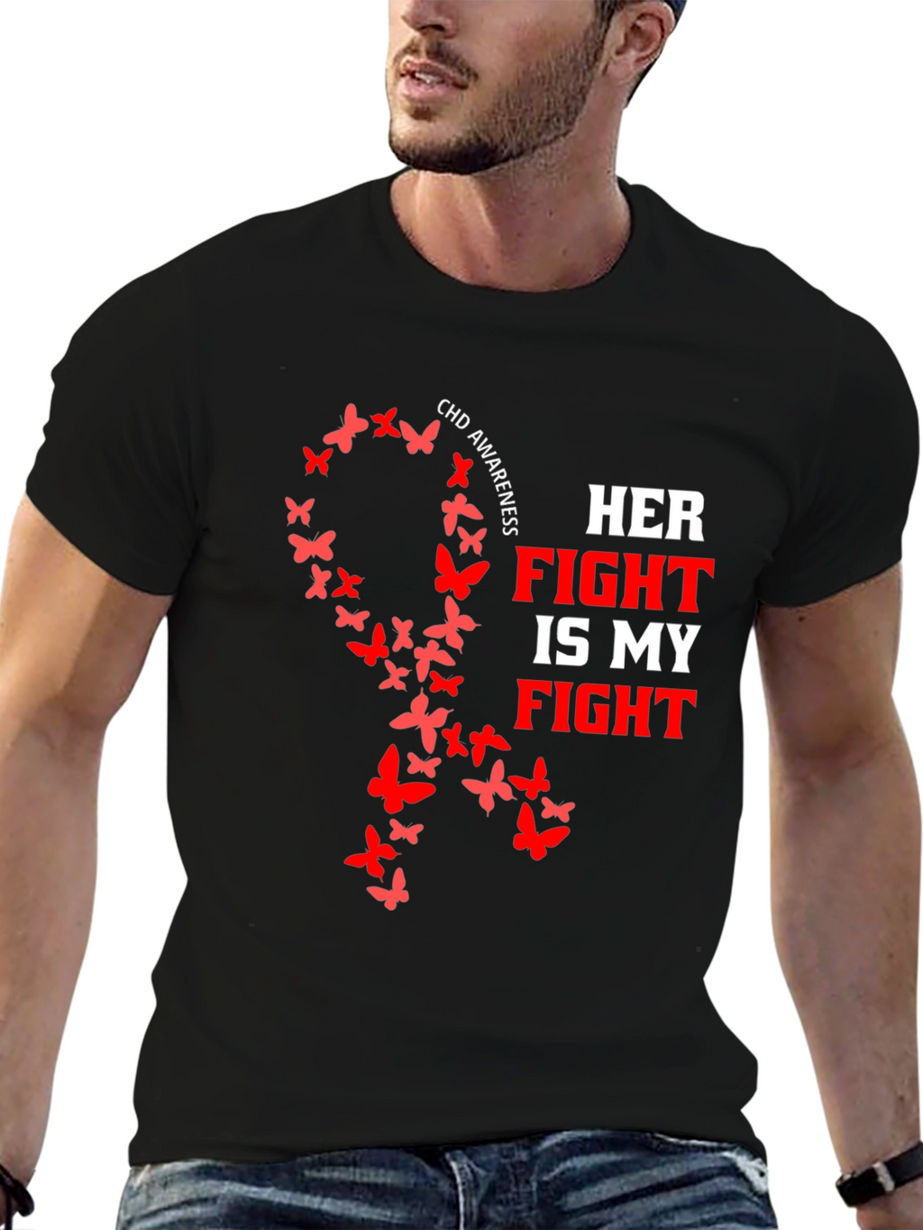 CHD Awareness Butterfly Ribbon T-Shirt