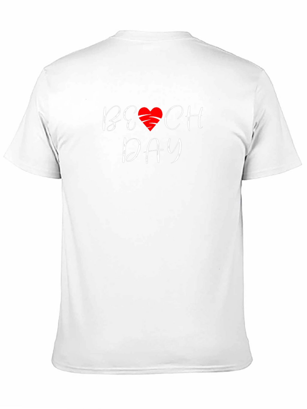 Beach Day T-Shirt with Heart Graphic - Casual Wear