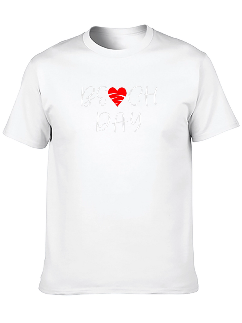 Beach Day T-Shirt with Heart Graphic - Casual Wear