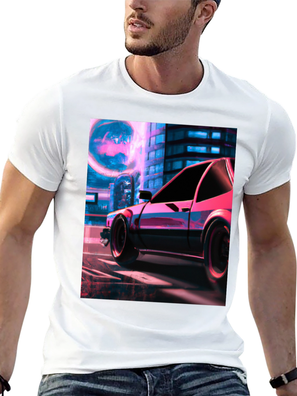Cyberpunk Car Graphic Tee - Retro Future Style