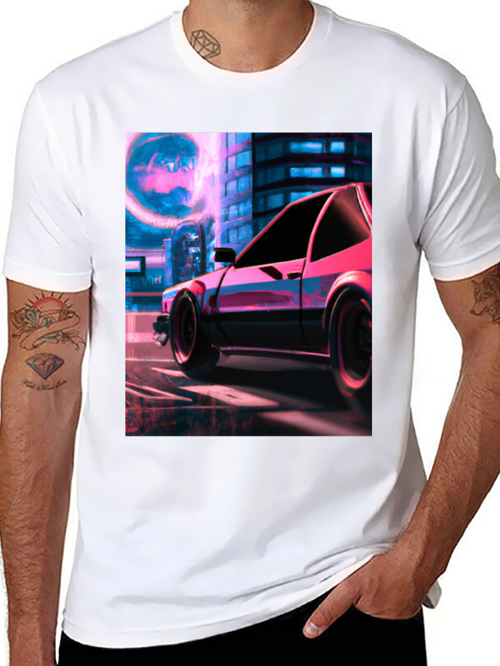 Cyberpunk Car Graphic Tee - Retro Future Style