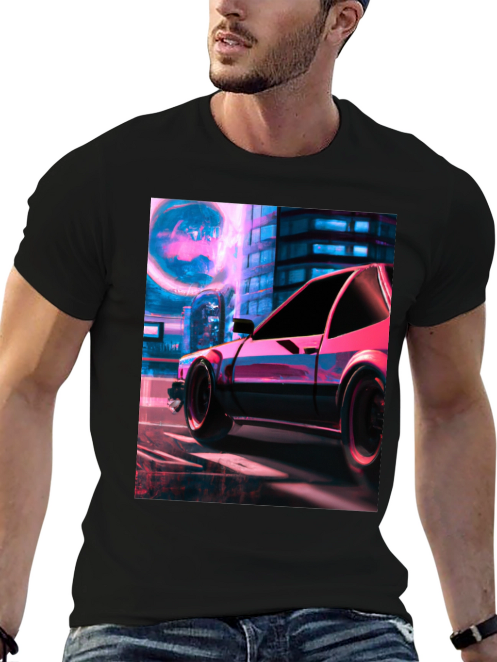 Cyberpunk Car Graphic Tee - Retro Future Style