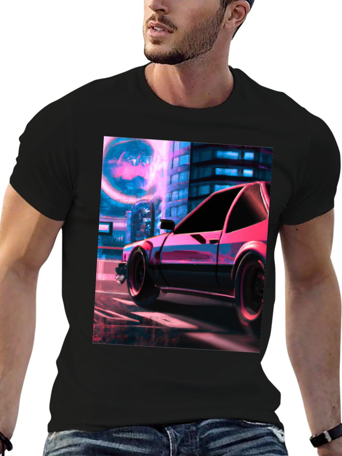 Cyberpunk Car Graphic Tee - Retro Future Style