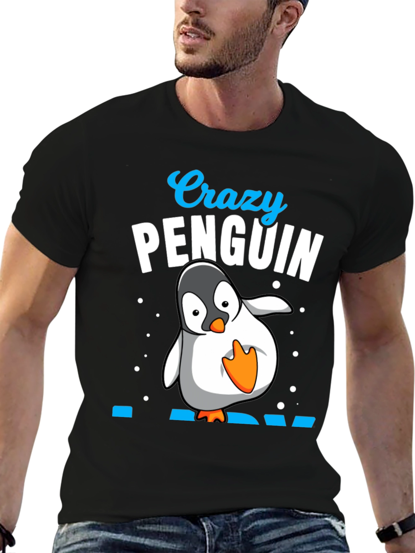 Crazy Penguin Dad Black T-Shirt