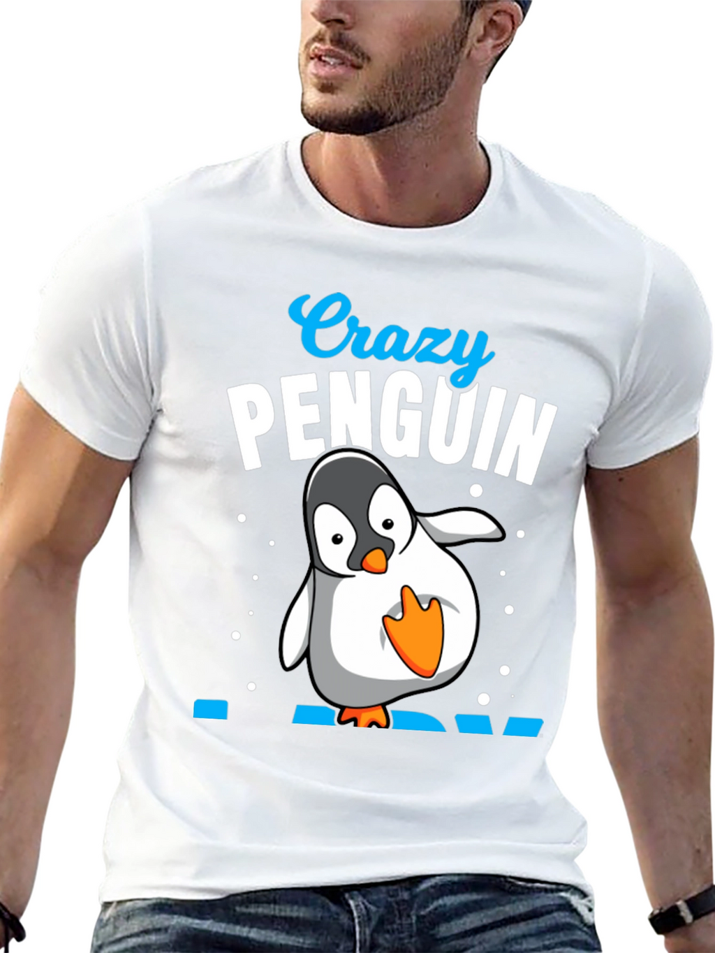 Crazy Penguin Dad Black T-Shirt