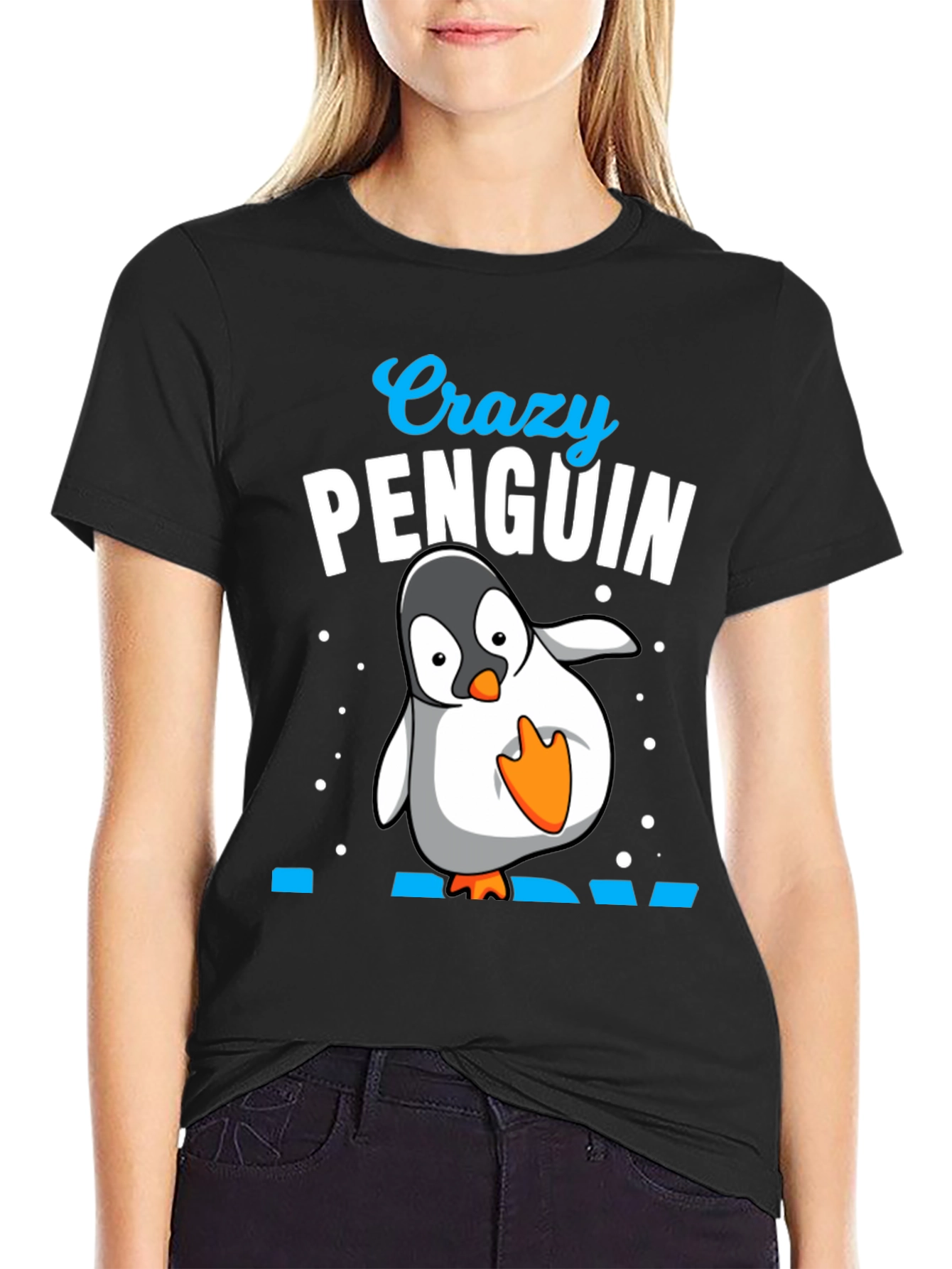 Crazy Penguin Dad Black T-Shirt