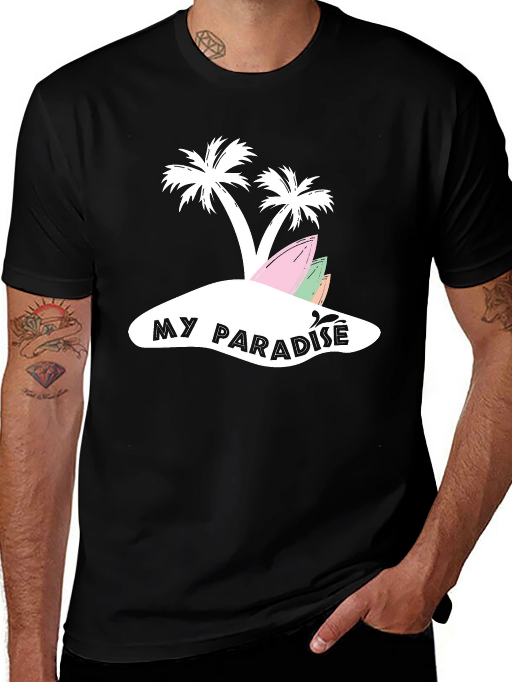 My Paradise Island Graphic Tee - Black
