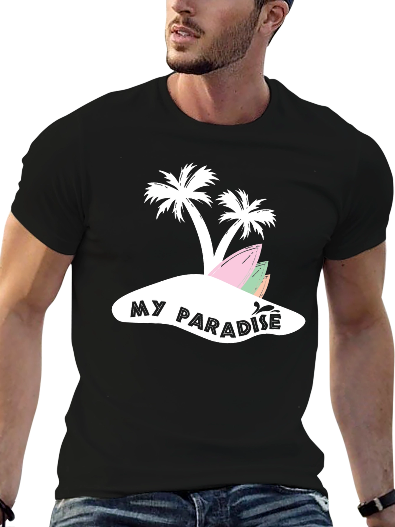 My Paradise Island Graphic Tee - Black