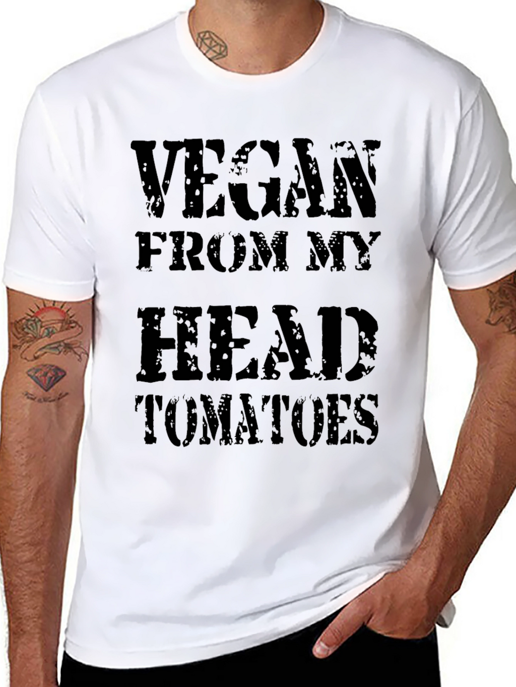 Vegan From My Head Tomatoes T-Shirt - Black