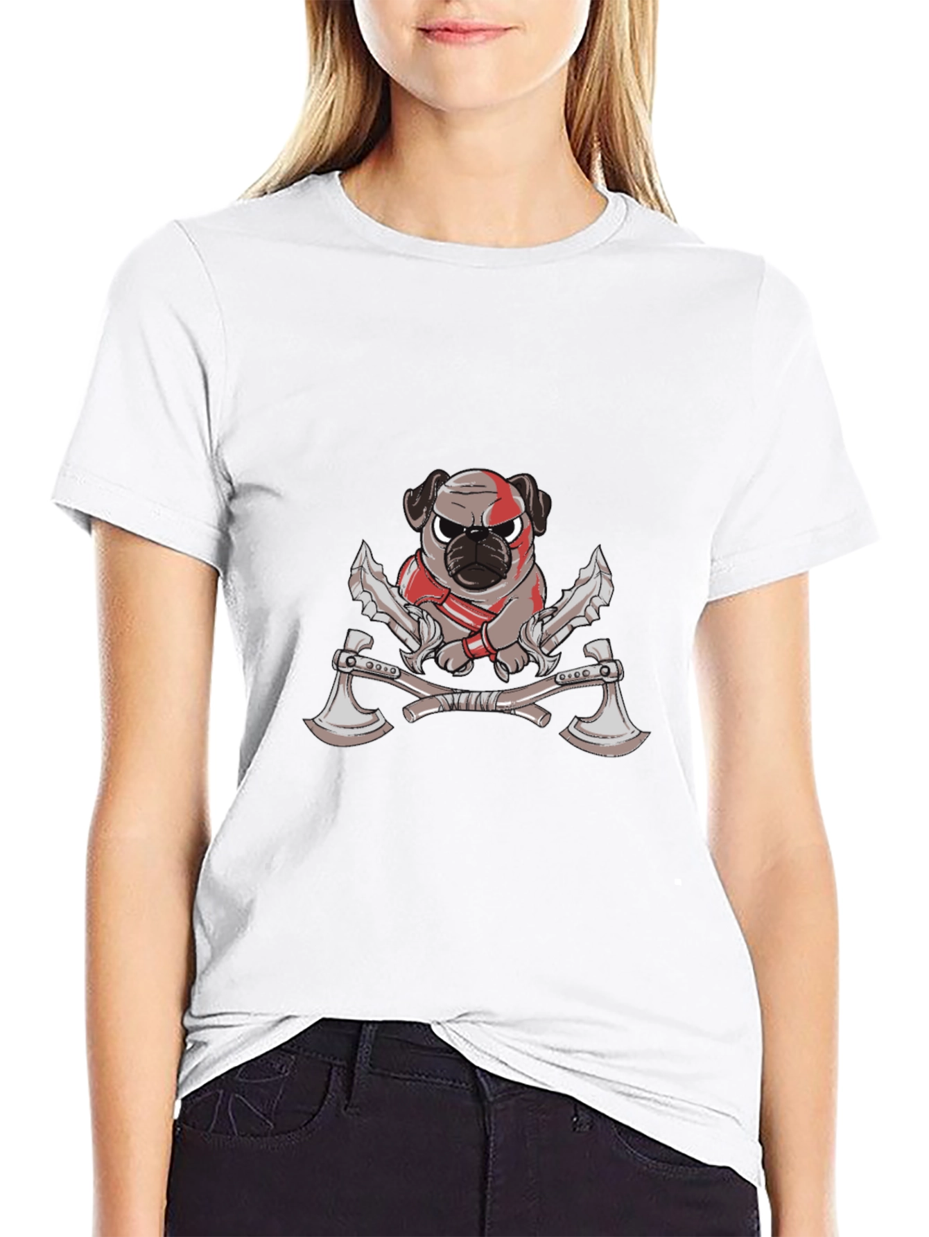 Warrior Pug Black Graphic Tee