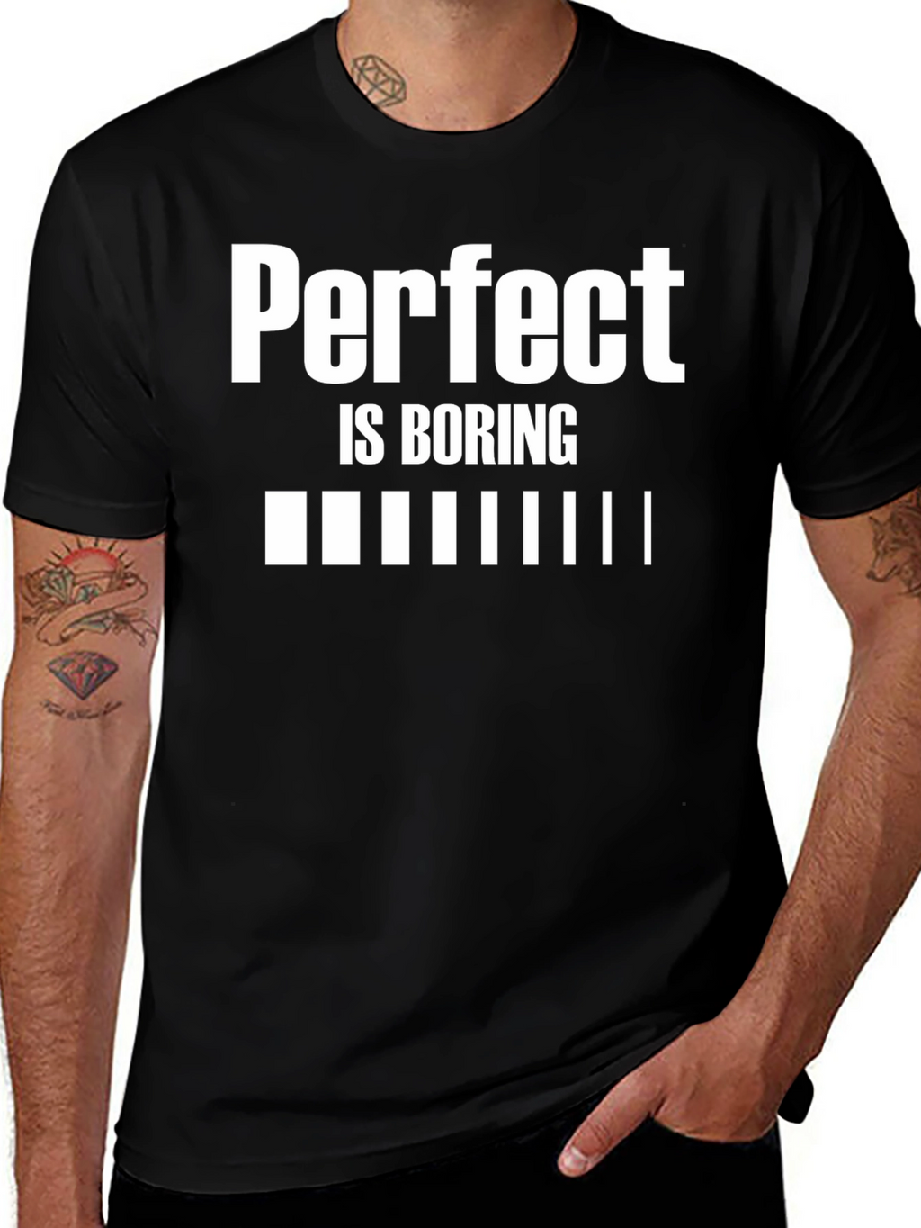 Perfect is Boring Black Graphic T-Shirt