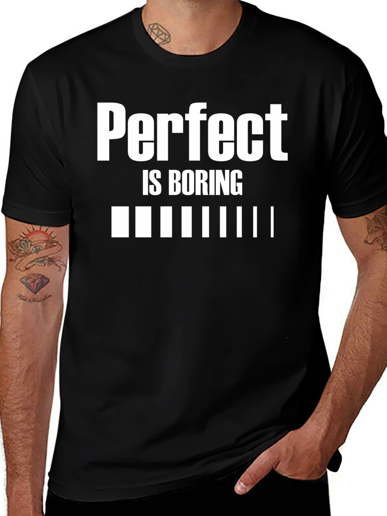 Perfect is Boring Black Graphic T-Shirt