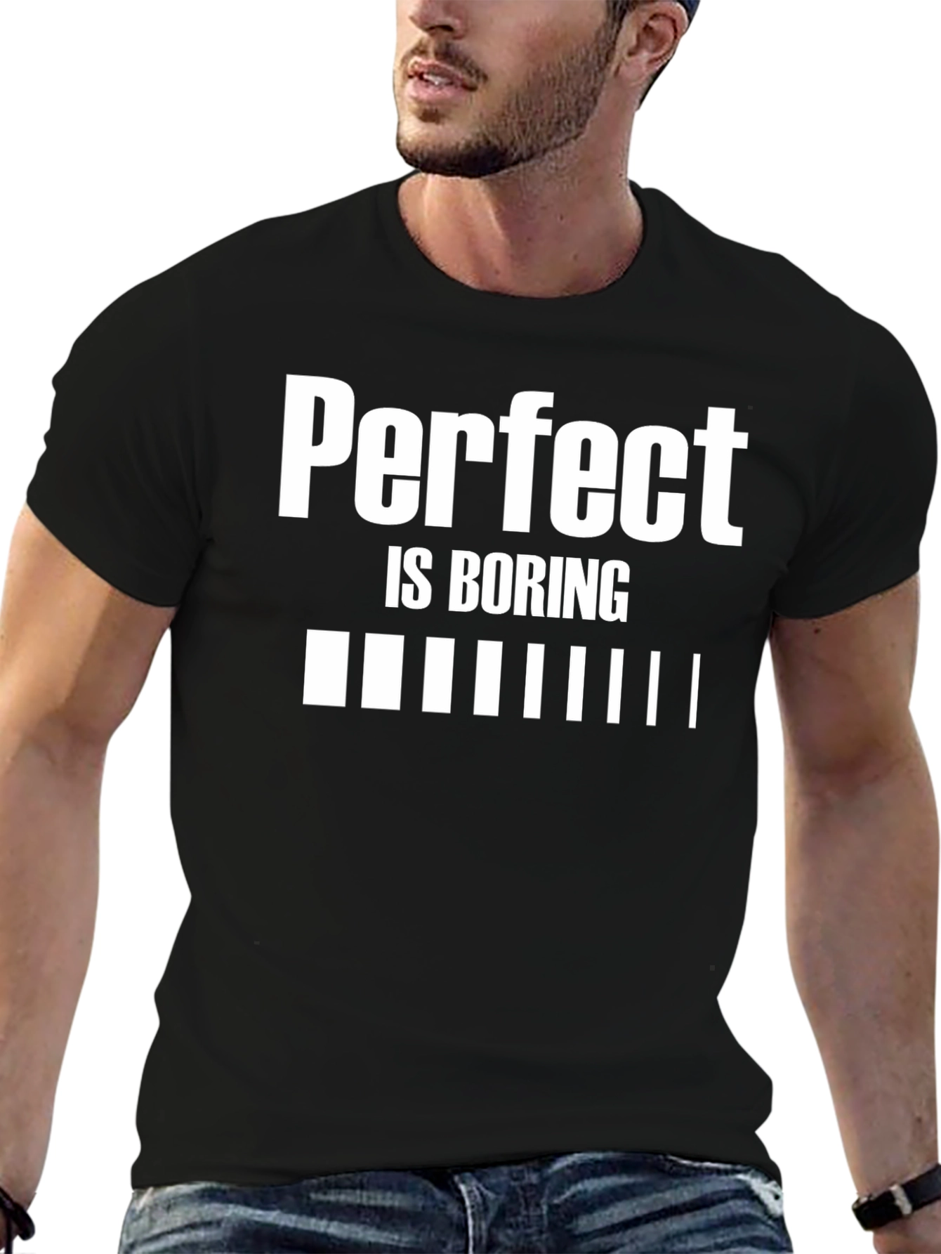 Perfect is Boring Black Graphic T-Shirt