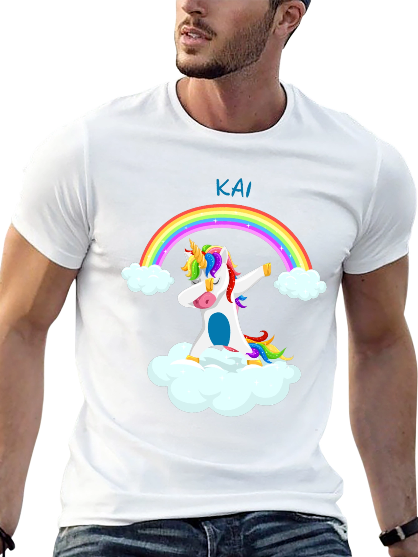 Unicorn Rainbow Dabbing T-Shirt - Kai