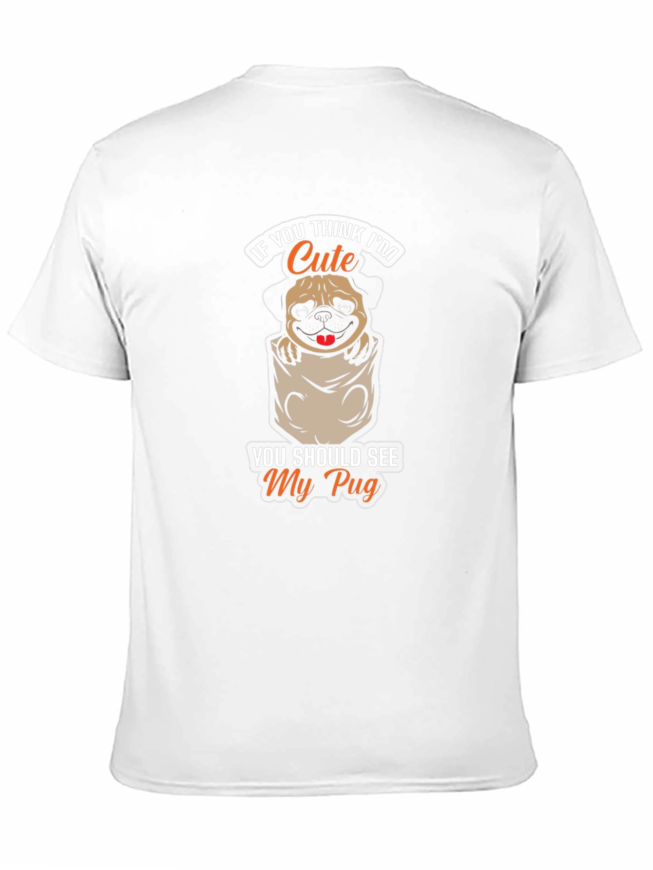 Cute Pug Pocket T-Shirt - Novelty Graphic Tee