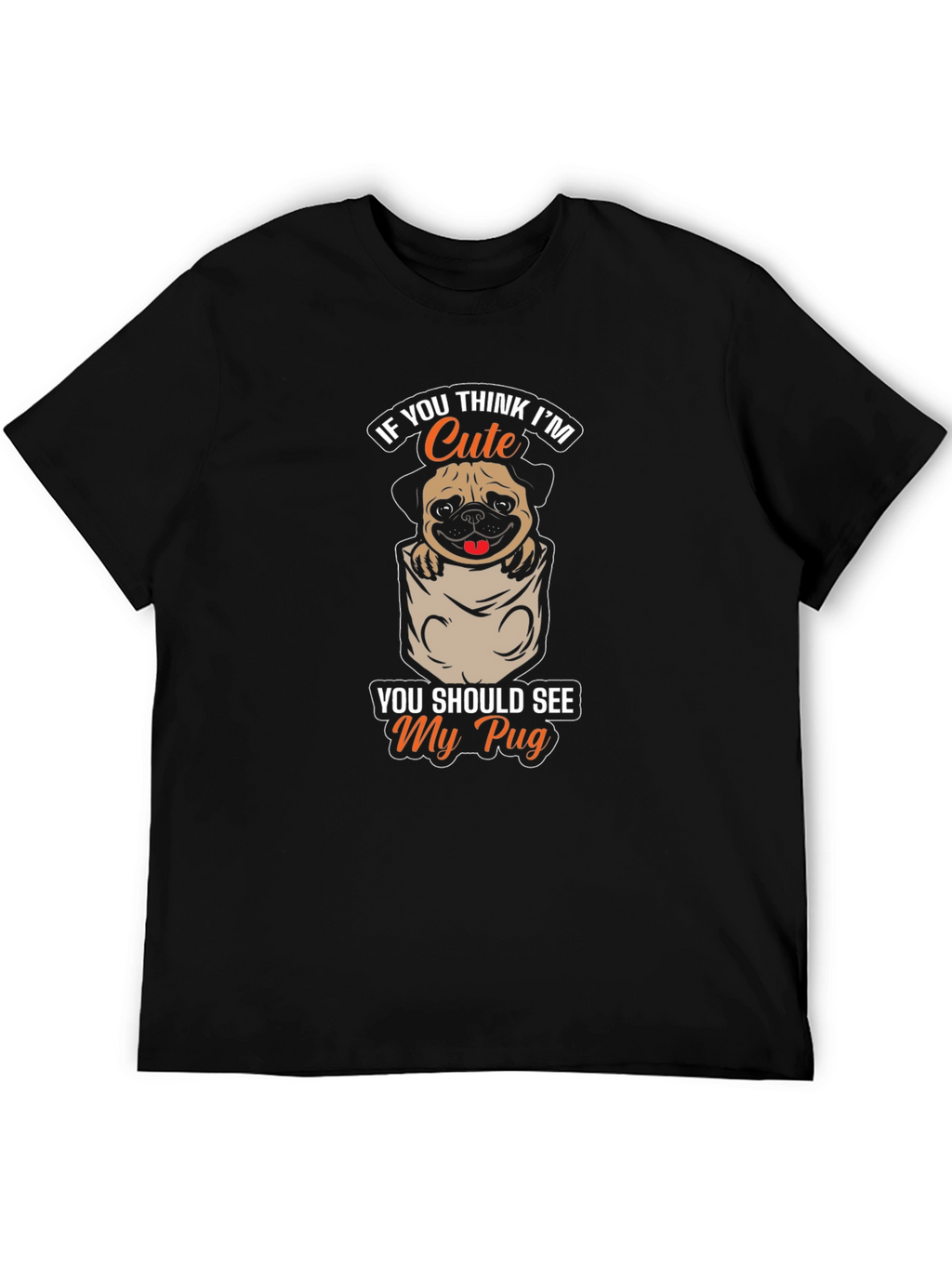 Cute Pug Pocket T-Shirt - Novelty Graphic Tee