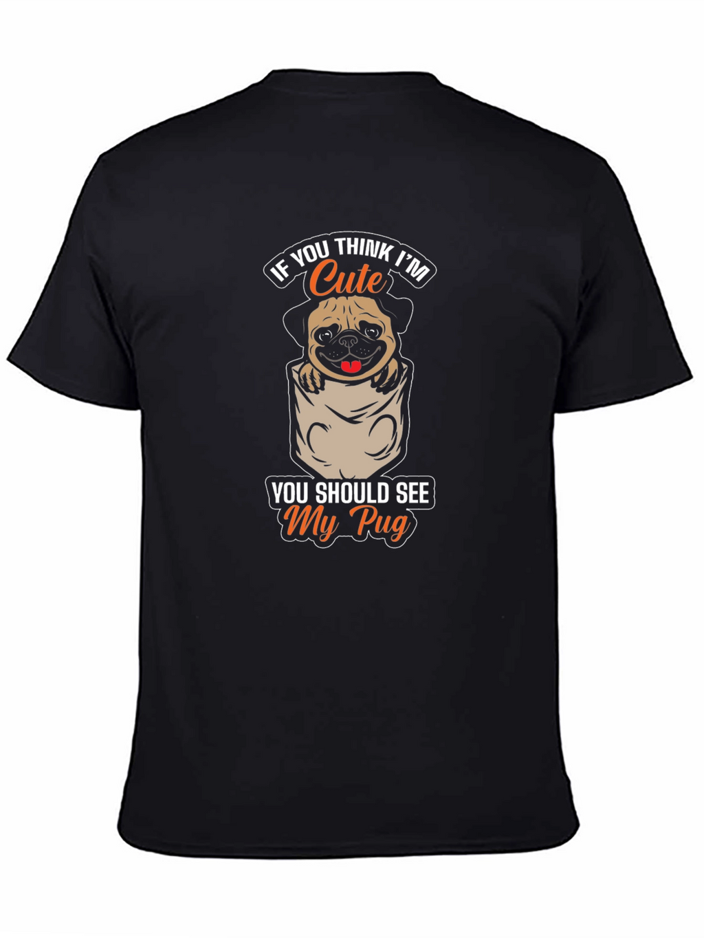 Cute Pug Pocket T-Shirt - Novelty Graphic Tee