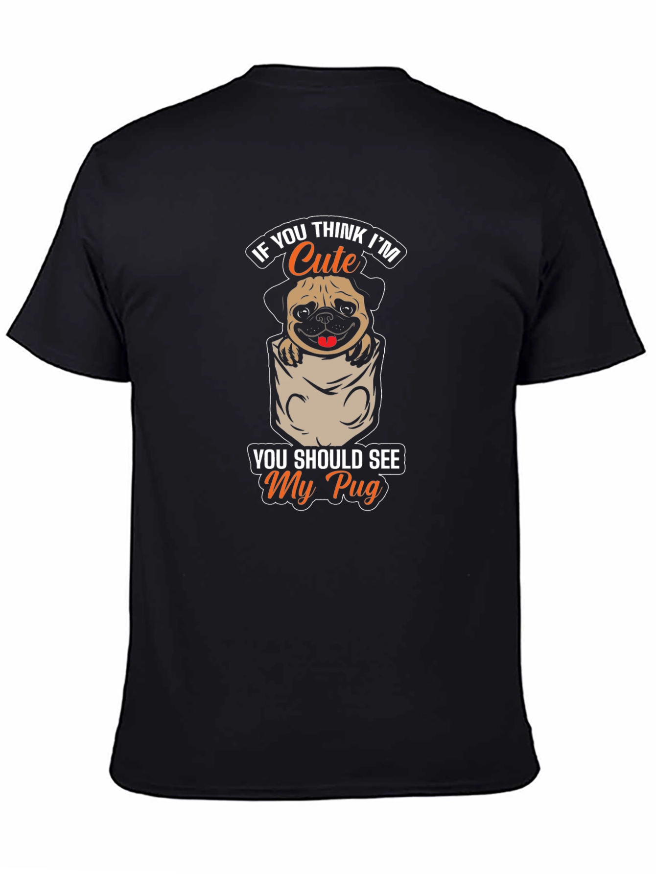 Cute Pug Pocket T-Shirt - Novelty Graphic Tee