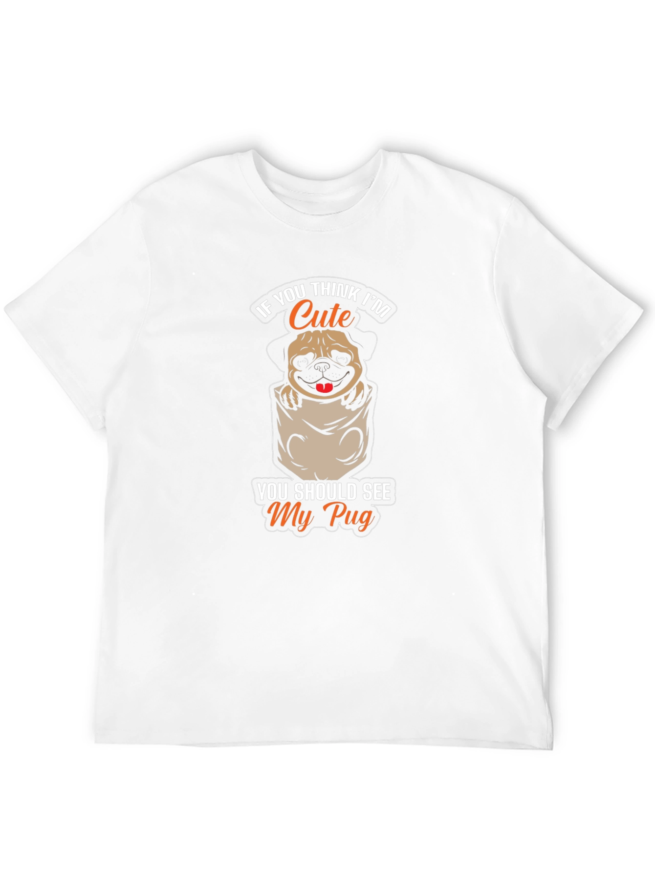 Cute Pug Pocket T-Shirt - Novelty Graphic Tee