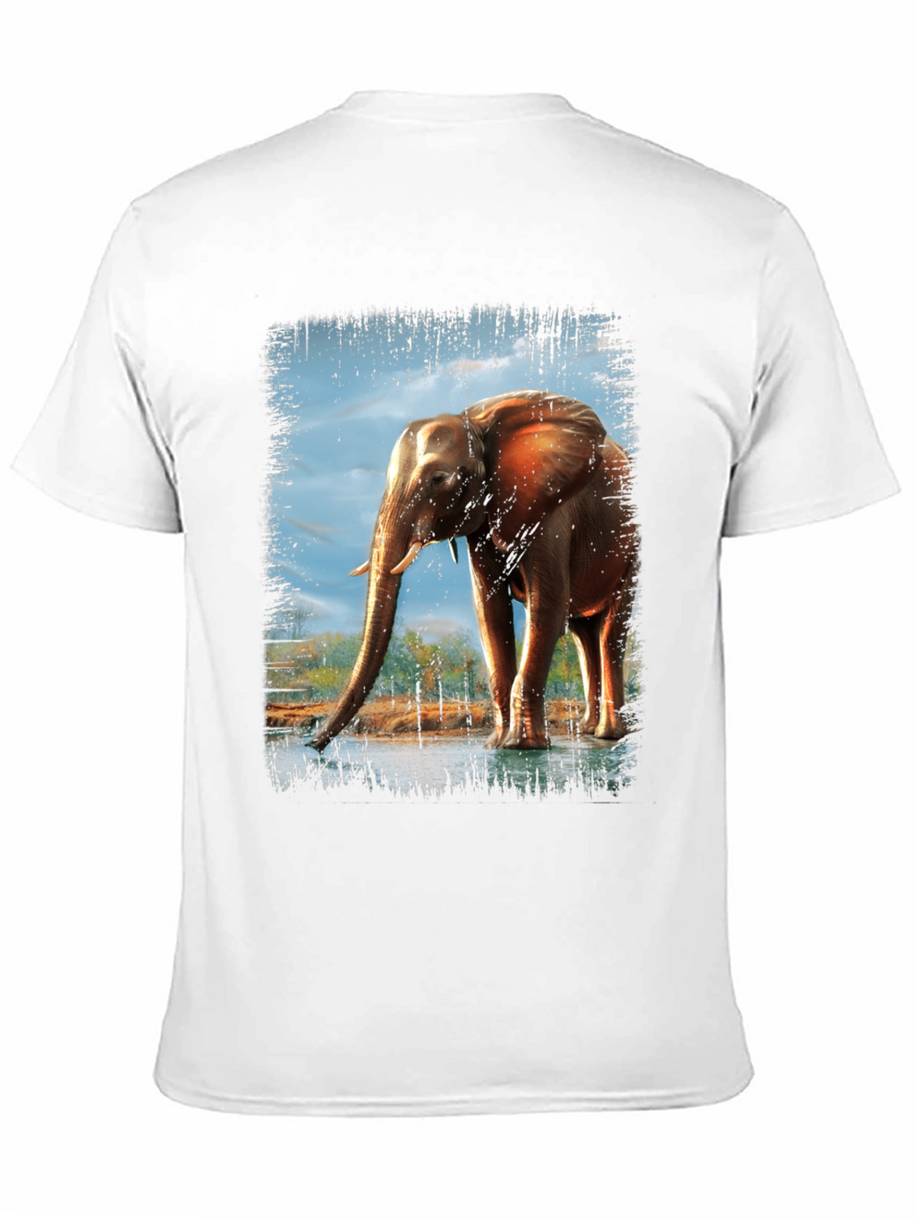 Elephant Graphic Print Crew Neck T-Shirt