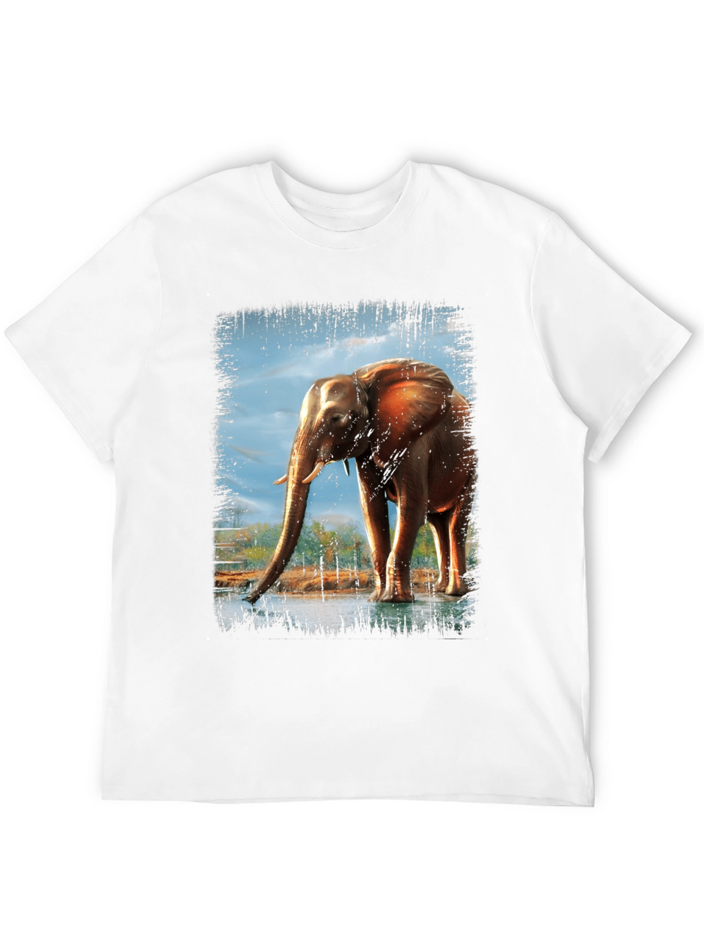 Elephant Graphic Print Crew Neck T-Shirt