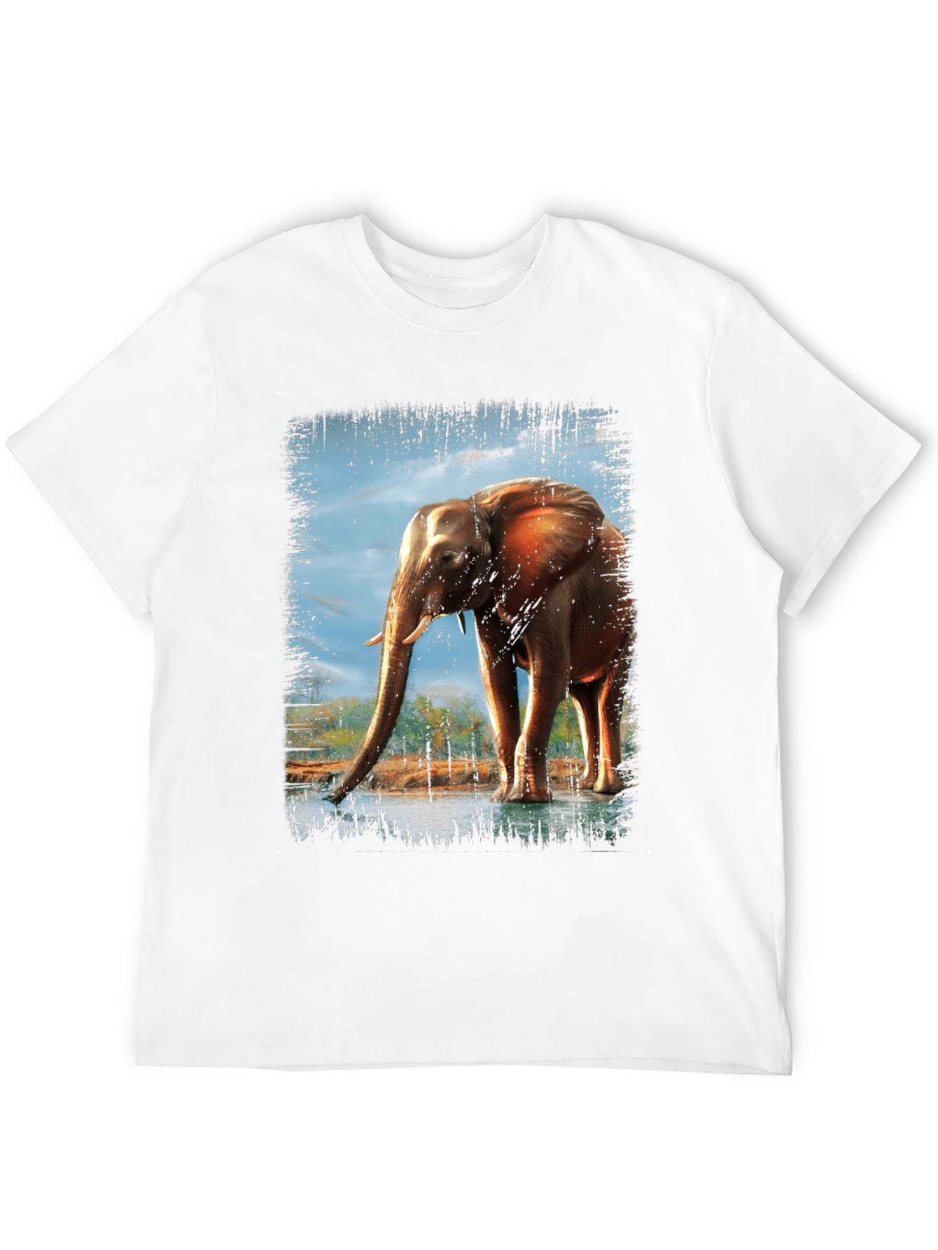 Elephant Graphic Print Crew Neck T-Shirt