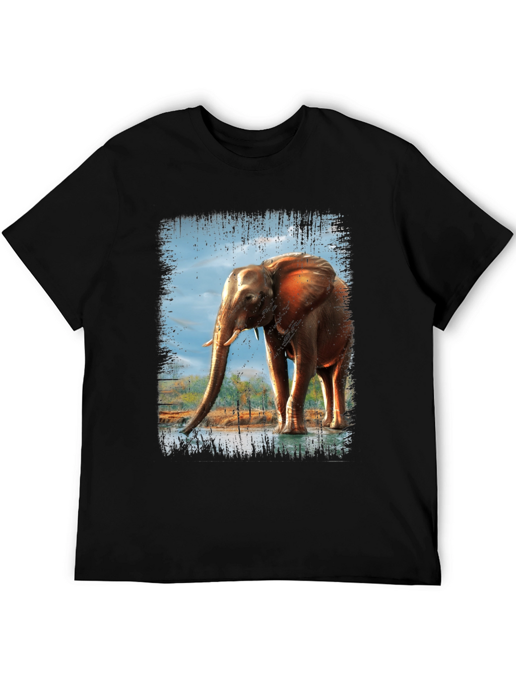 Elephant Graphic Print Crew Neck T-Shirt