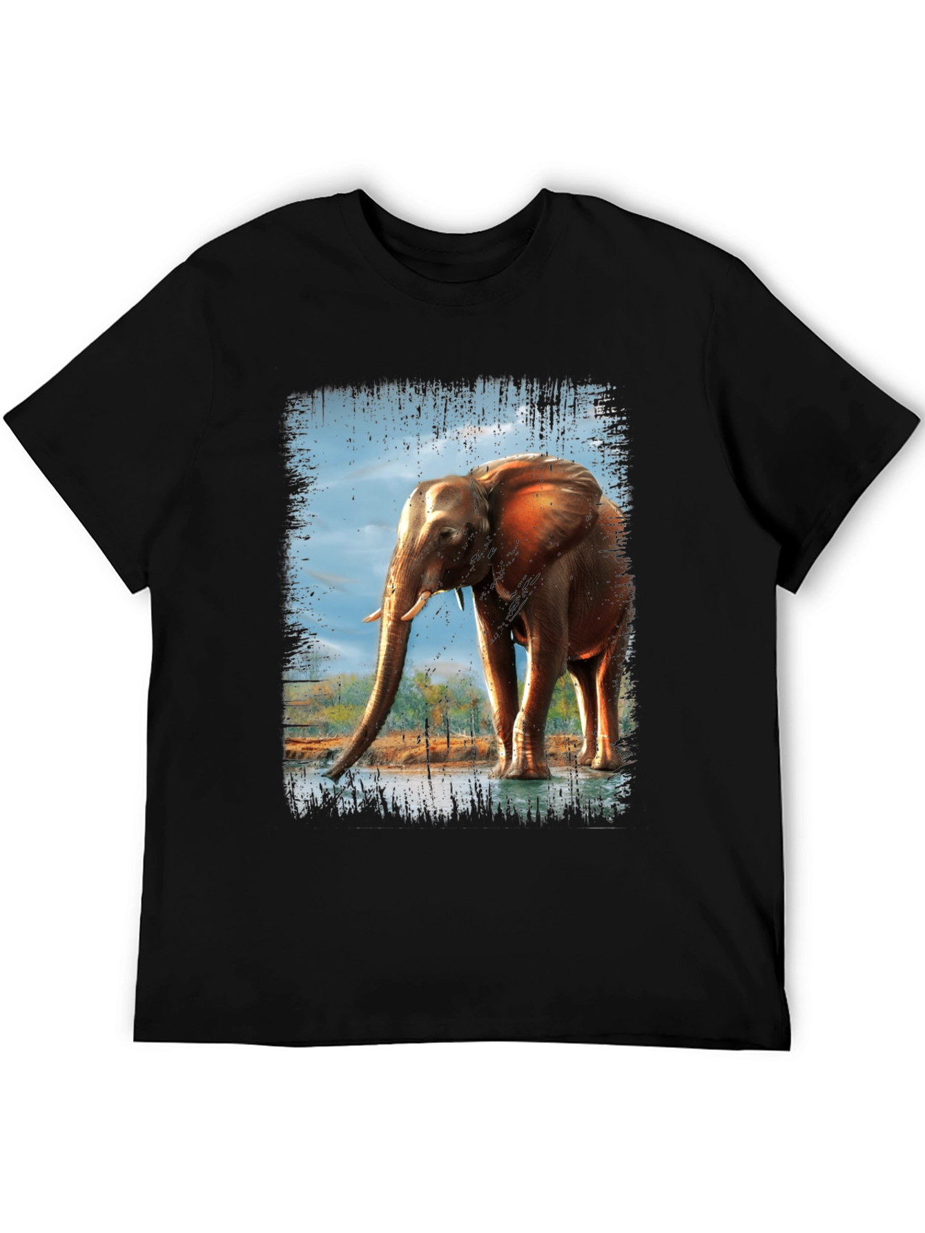 Elephant Graphic Print Crew Neck T-Shirt