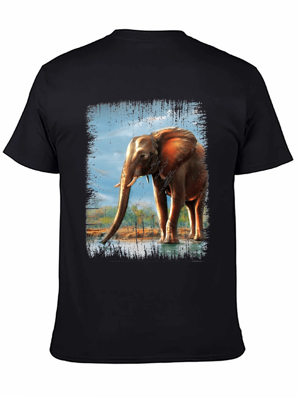 Elephant Graphic Print Crew Neck T-Shirt