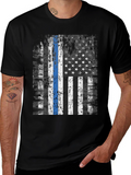 Thin Blue Line American Flag T-Shirt