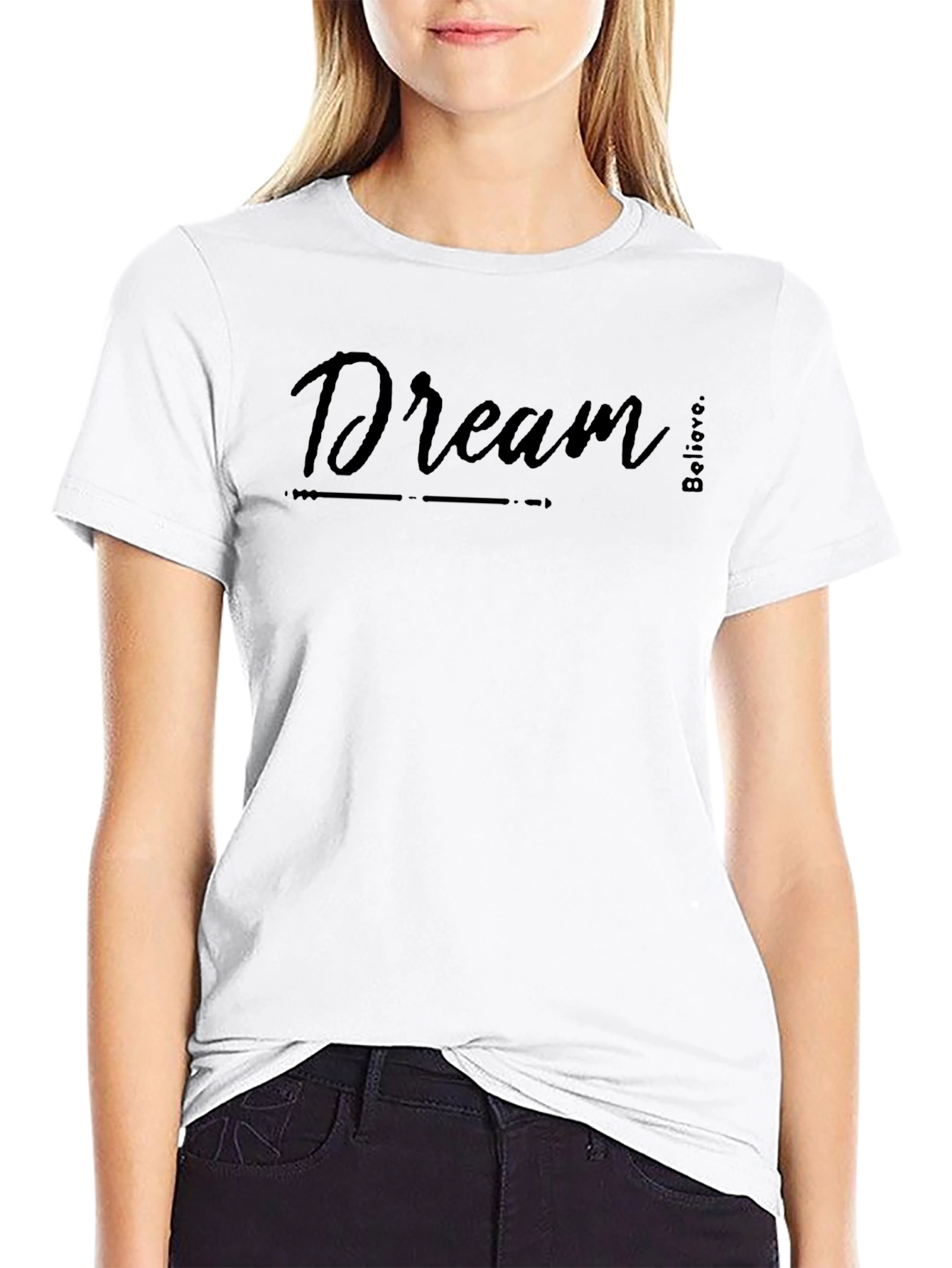 Dream Believe Black Graphic Tee