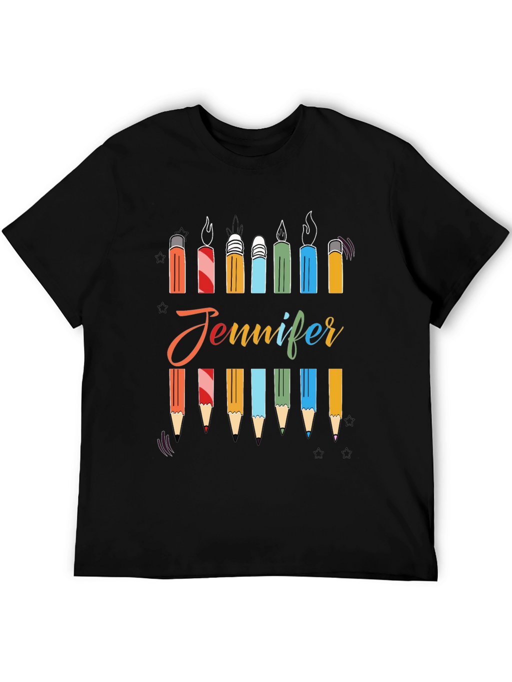 Personalized Jennifer Birthday Candle Pencil T-Shirt