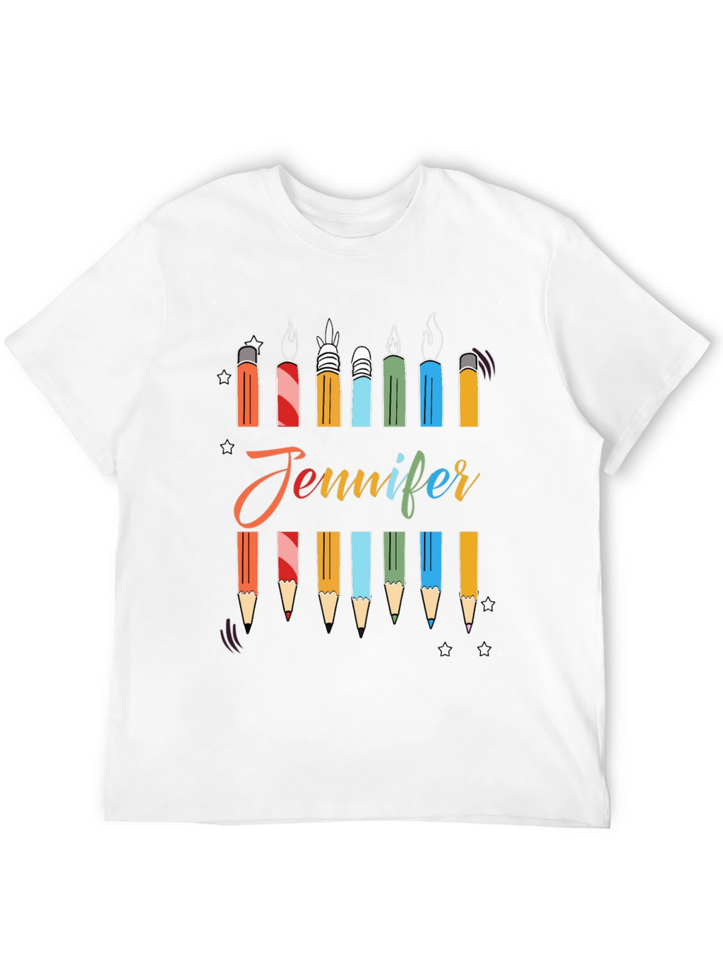 Personalized Jennifer Birthday Candle Pencil T-Shirt
