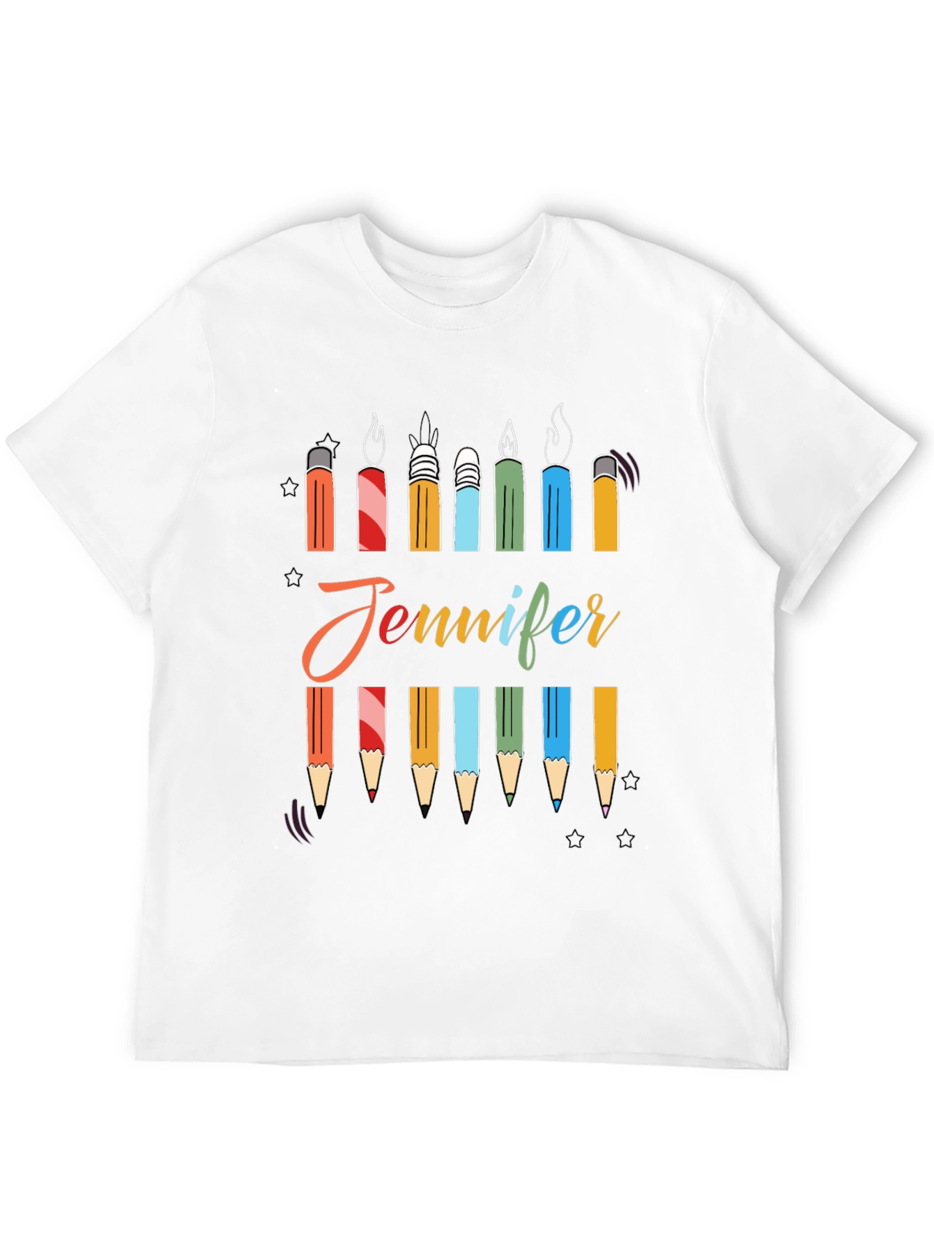 Personalized Jennifer Birthday Candle Pencil T-Shirt