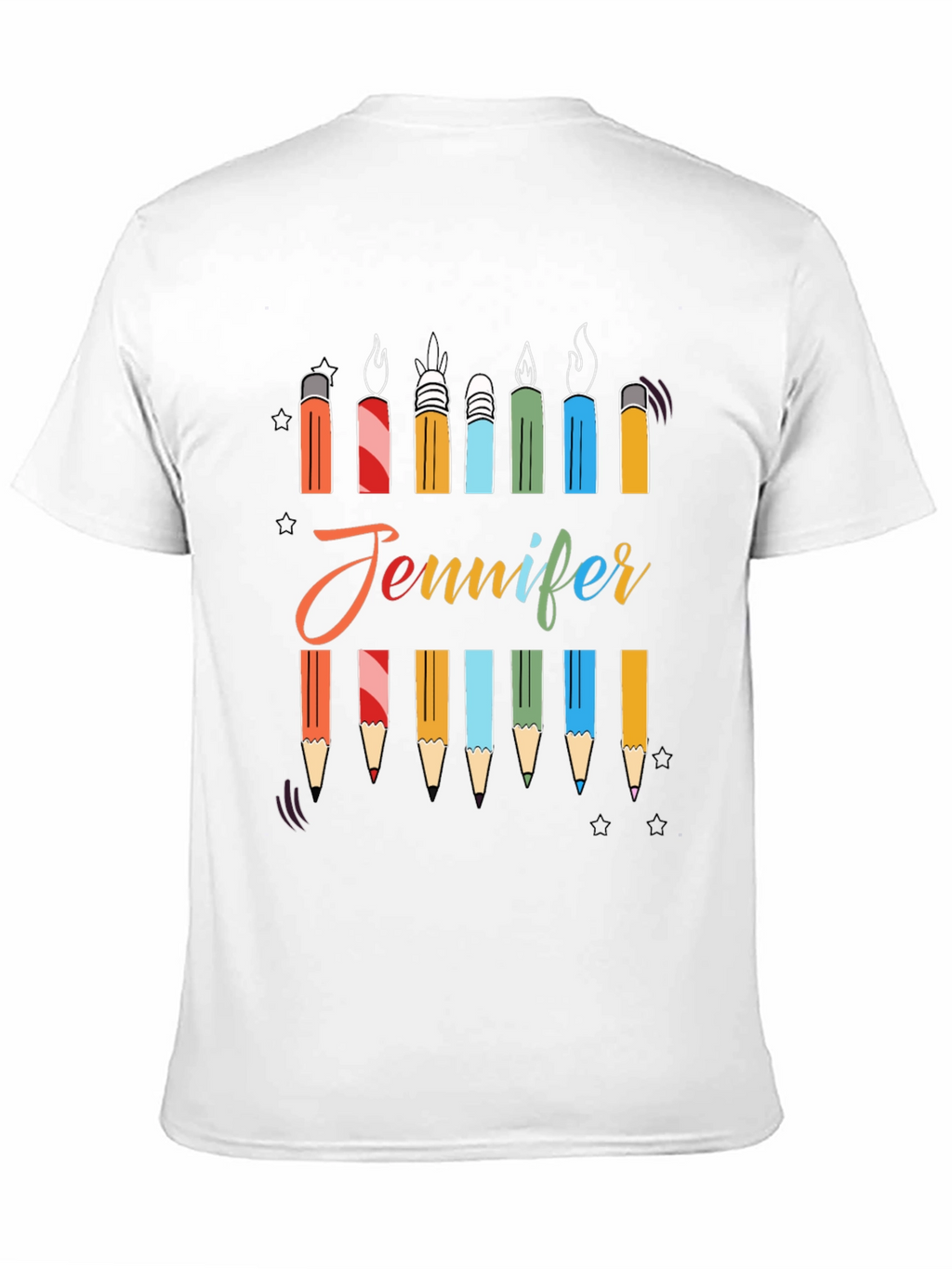 Personalized Jennifer Birthday Candle Pencil T-Shirt