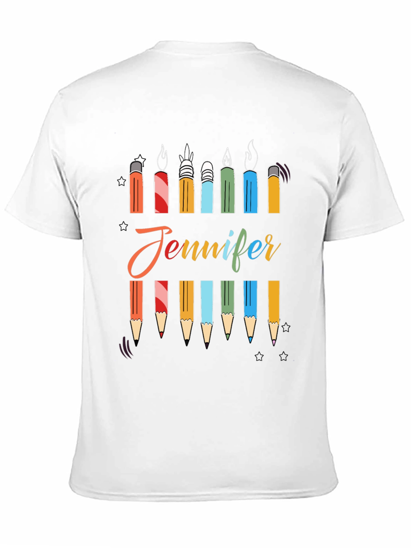 Personalized Jennifer Birthday Candle Pencil T-Shirt