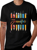 Personalized Jennifer Birthday Candle Pencil T-Shirt