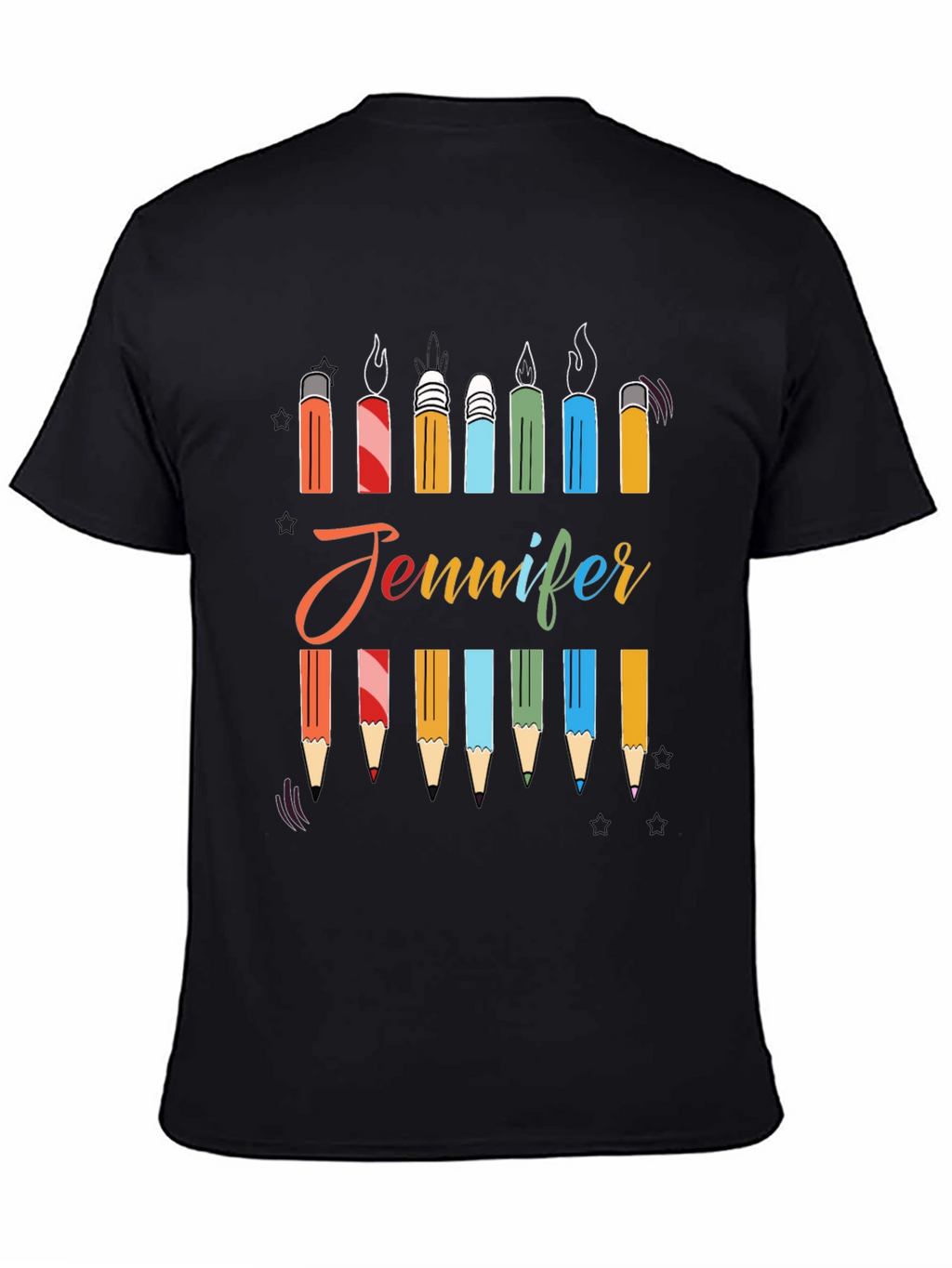 Personalized Jennifer Birthday Candle Pencil T-Shirt