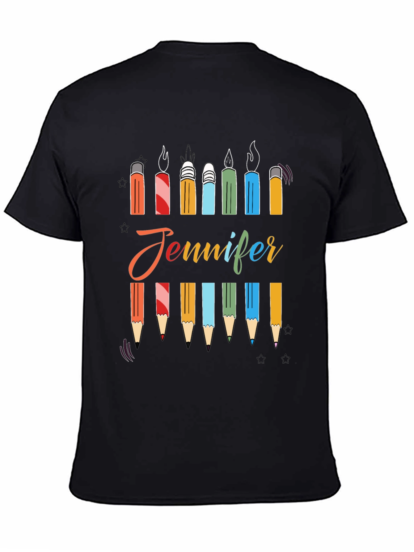 Personalized Jennifer Birthday Candle Pencil T-Shirt