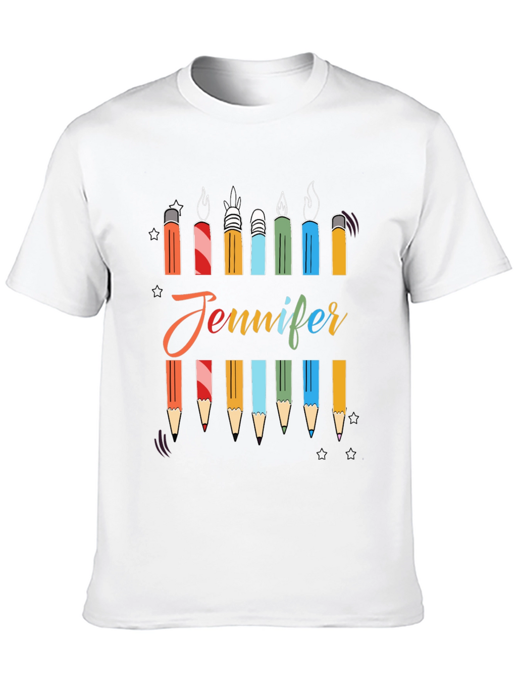 Personalized Jennifer Birthday Candle Pencil T-Shirt